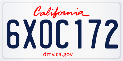 CA license plate 6XOC172