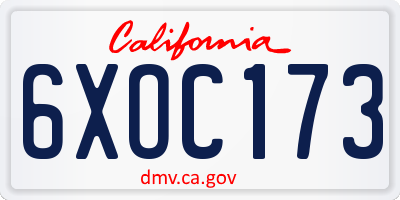 CA license plate 6XOC173