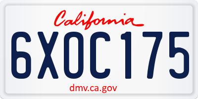 CA license plate 6XOC175