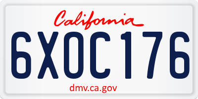 CA license plate 6XOC176
