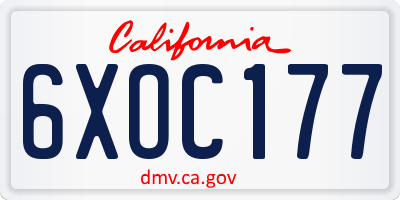 CA license plate 6XOC177