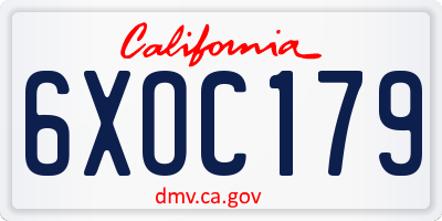 CA license plate 6XOC179