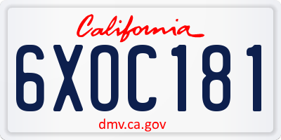 CA license plate 6XOC181
