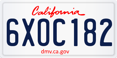 CA license plate 6XOC182