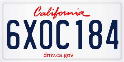 CA license plate 6XOC184
