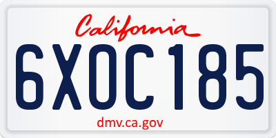 CA license plate 6XOC185