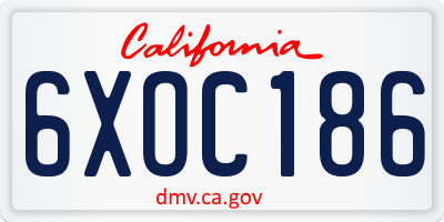 CA license plate 6XOC186