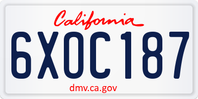 CA license plate 6XOC187
