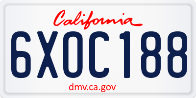 CA license plate 6XOC188