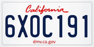 CA license plate 6XOC191
