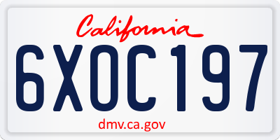 CA license plate 6XOC197