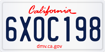 CA license plate 6XOC198
