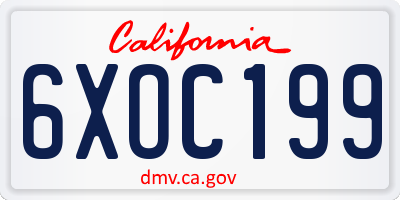 CA license plate 6XOC199
