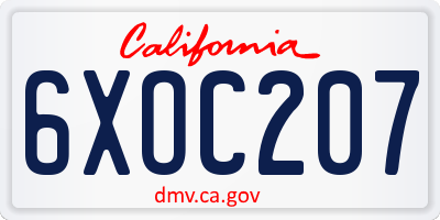 CA license plate 6XOC207