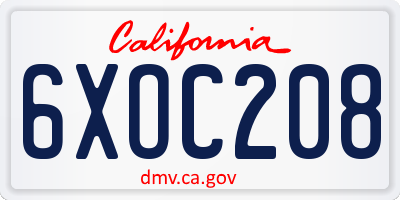 CA license plate 6XOC208