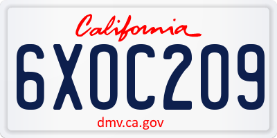 CA license plate 6XOC209