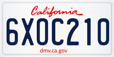 CA license plate 6XOC210