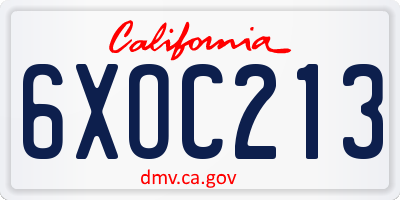 CA license plate 6XOC213