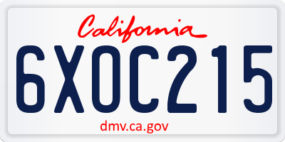 CA license plate 6XOC215