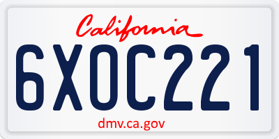 CA license plate 6XOC221