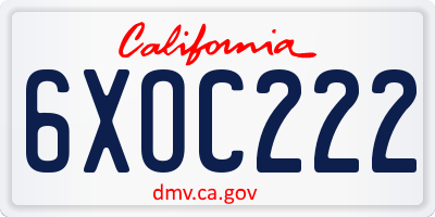 CA license plate 6XOC222