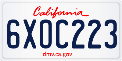 CA license plate 6XOC223