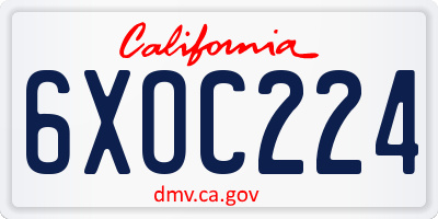 CA license plate 6XOC224
