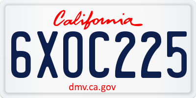 CA license plate 6XOC225
