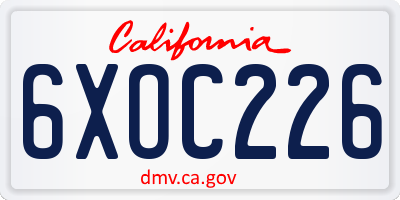 CA license plate 6XOC226