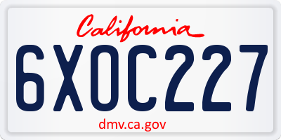 CA license plate 6XOC227