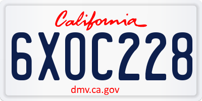 CA license plate 6XOC228