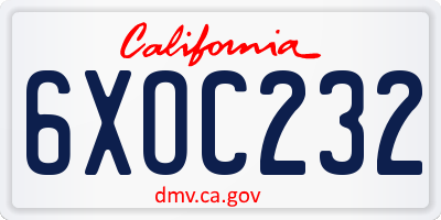 CA license plate 6XOC232