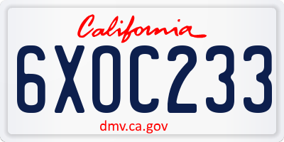 CA license plate 6XOC233