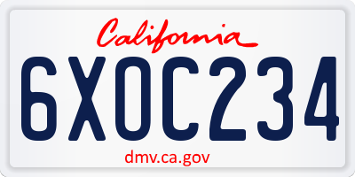 CA license plate 6XOC234