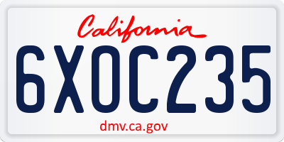 CA license plate 6XOC235