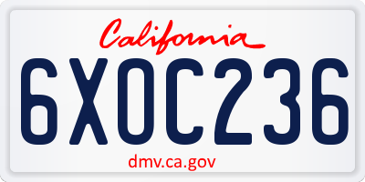 CA license plate 6XOC236