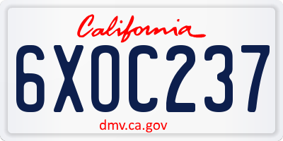 CA license plate 6XOC237