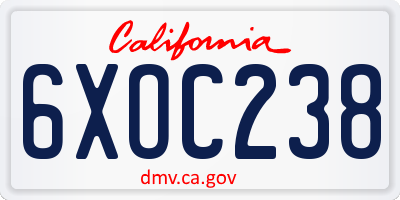 CA license plate 6XOC238