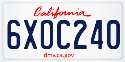 CA license plate 6XOC240
