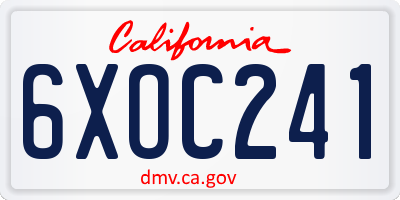 CA license plate 6XOC241