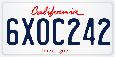 CA license plate 6XOC242