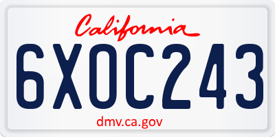 CA license plate 6XOC243
