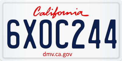 CA license plate 6XOC244