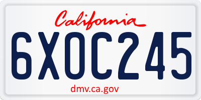 CA license plate 6XOC245