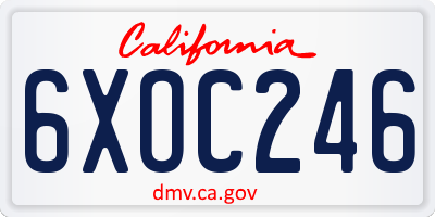 CA license plate 6XOC246