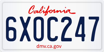 CA license plate 6XOC247