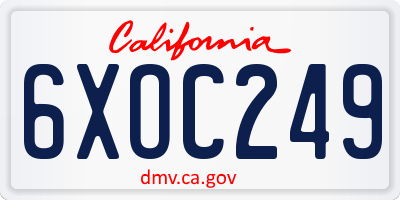 CA license plate 6XOC249
