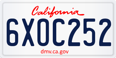 CA license plate 6XOC252