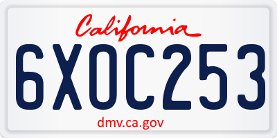 CA license plate 6XOC253