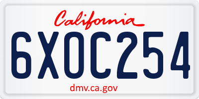 CA license plate 6XOC254